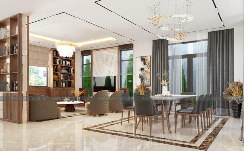 THI CÔNG NỘI THẤT GỖ ÓC CHÓ BIỆT THỰ MYSTERY QUẬN 2