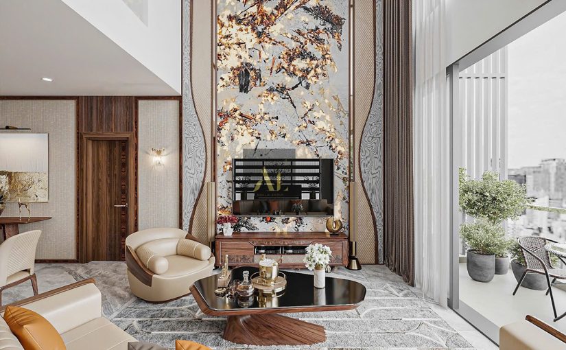 THI CÔNG NỘI THẤT BIỆT THỰ TÂN PHÚ – BIỆT THỰ THÔNG TẦNG GỖ ÓC CHÓ