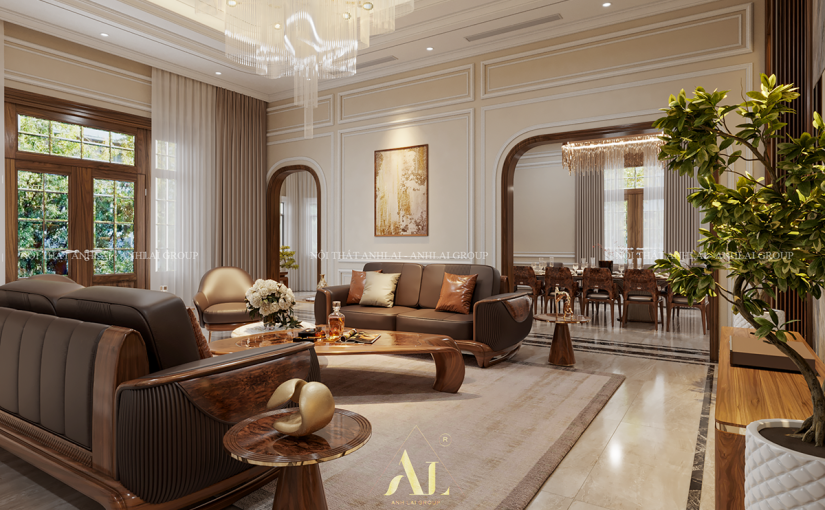 THIẾT KẾ VÀ THI CÔNG NỘI THẤT GỖ ÓC CHÓ CHO BIỆT THỰ