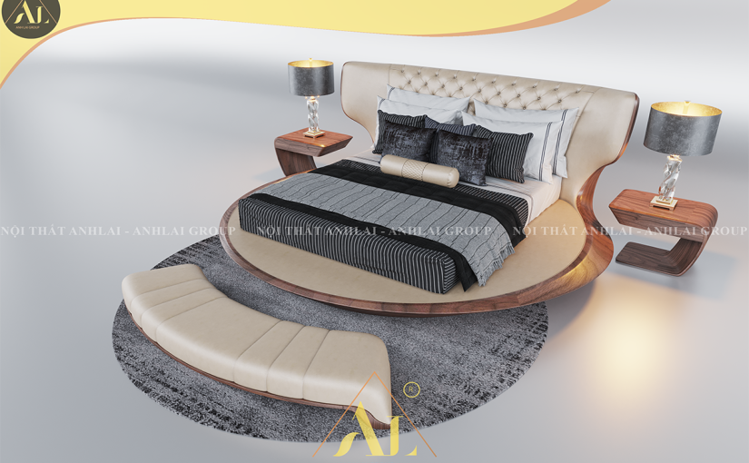 GIƯỜNG TRÒN GỖ ÓC CHÓ 0010