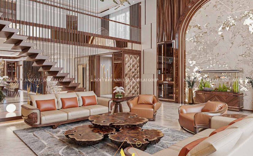 THIẾT KẾ THI CÔNG BIỆT THỰ THÔNG TẦNG GỖ ÓC CHÓ NHẬP KHẨU MỸ