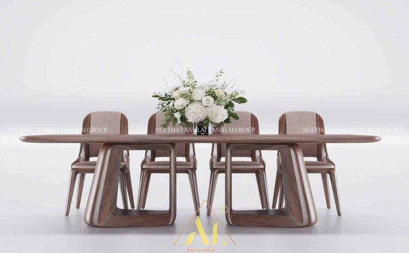 BÀN ĂN GỖ ÓC CHÓ MỚI NHẤT MẶT NGỒI VÀ TỰA BỌC DA